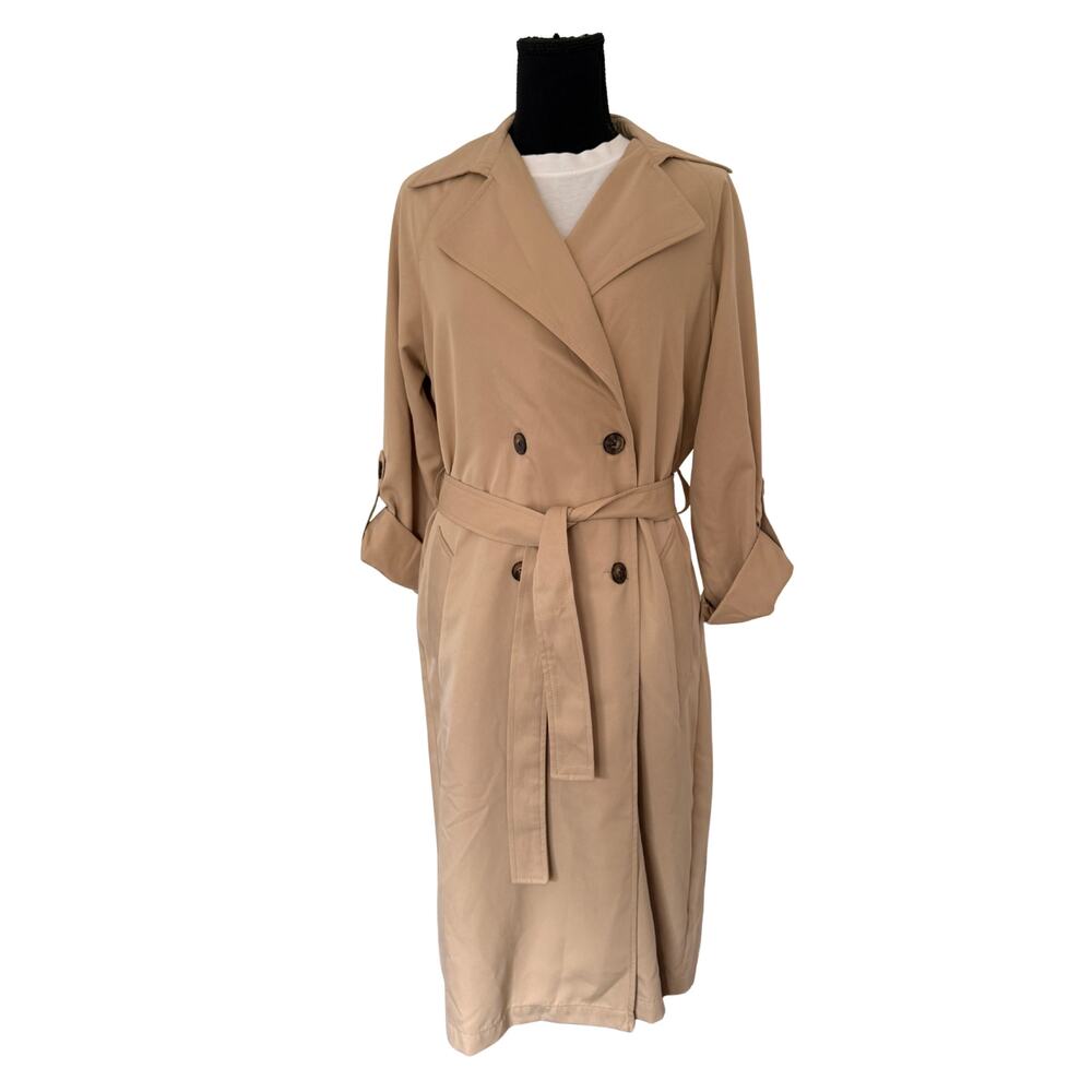 Stradivarius Tan Trench Coat Classic Belted Spring Jacket Small NWT